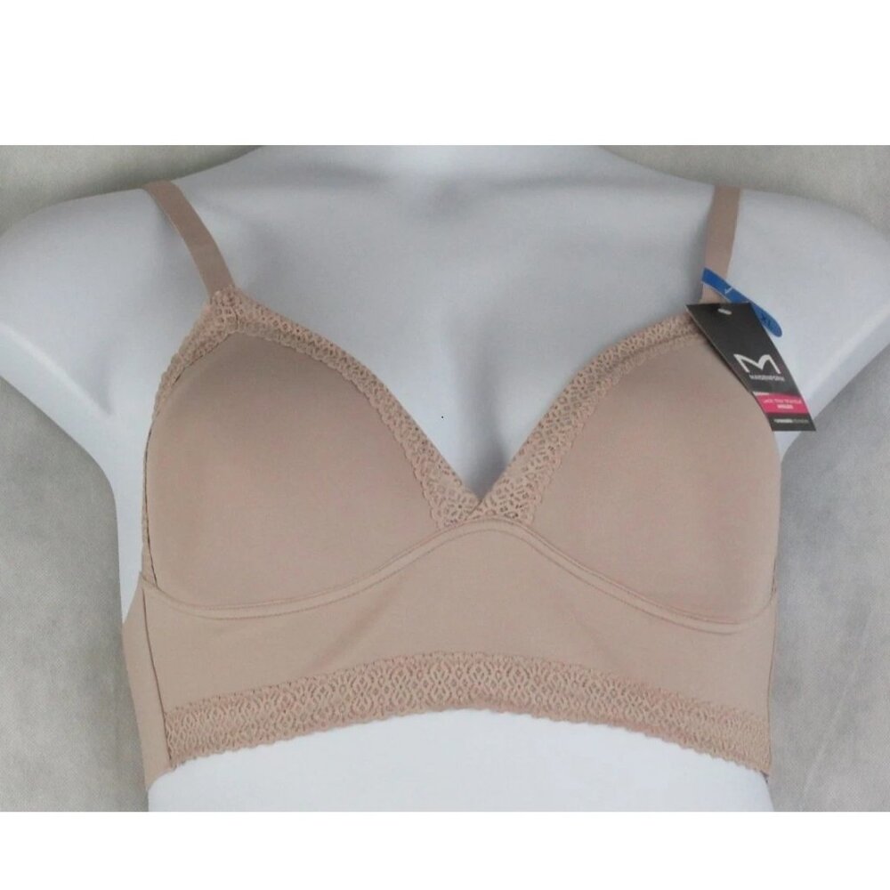Maidenform Women's Lace Trim Convertible Wireless Bralette, Evening Blush, XL